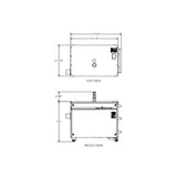 Top and front view of the SANOZONE Model 400 from the specifications sheet. Displays machine dimensions.